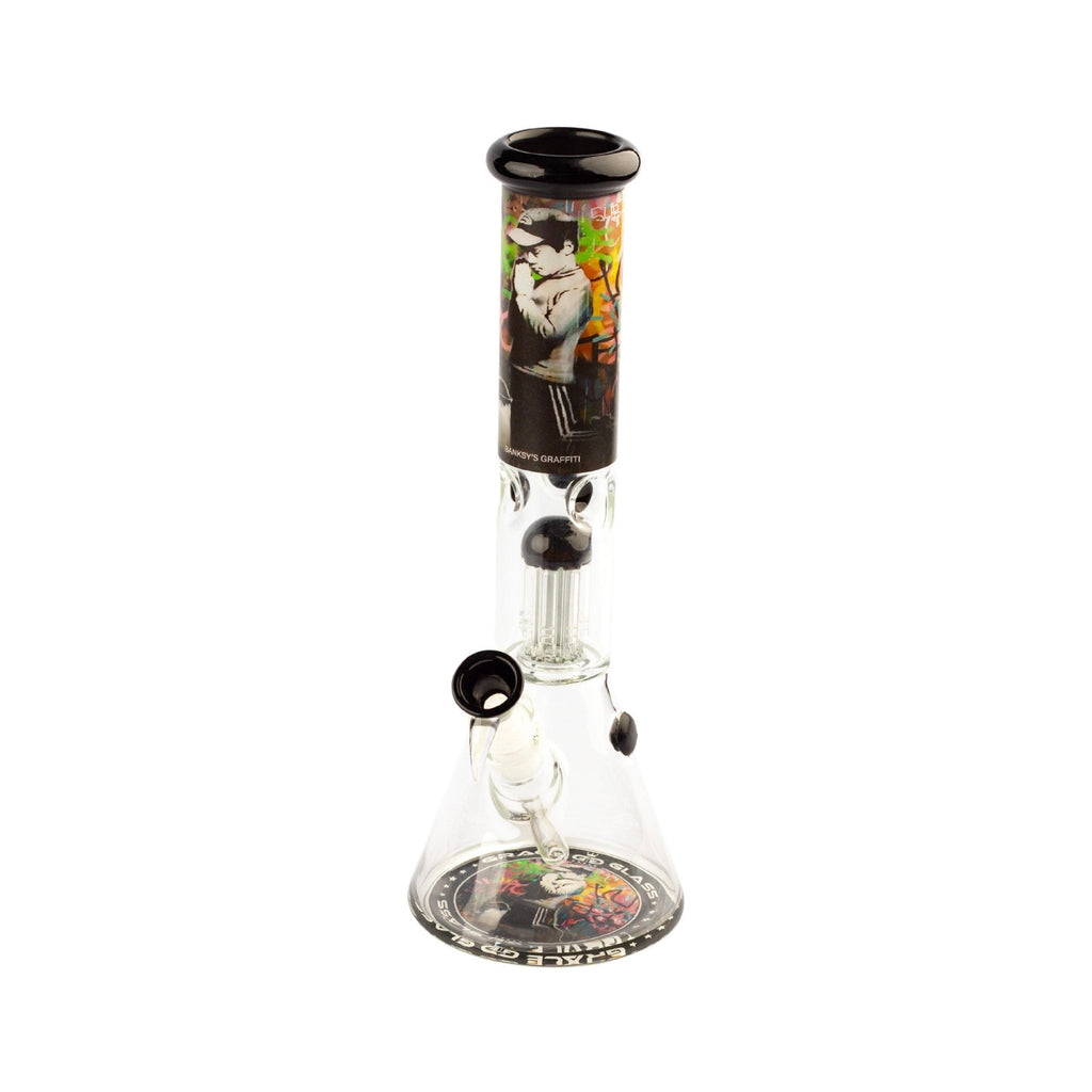 SKLENĚNÝ BONG BANKSY'S "CHURCH OF GRAFFITI" 34 CM