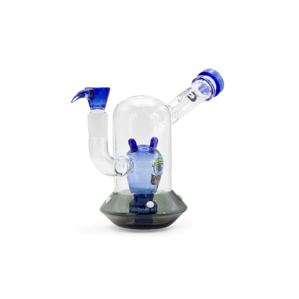 SKLENĚNÝ BONG GRACE GLASS ALIEN SPACESHIP MODRÁ 18 CM