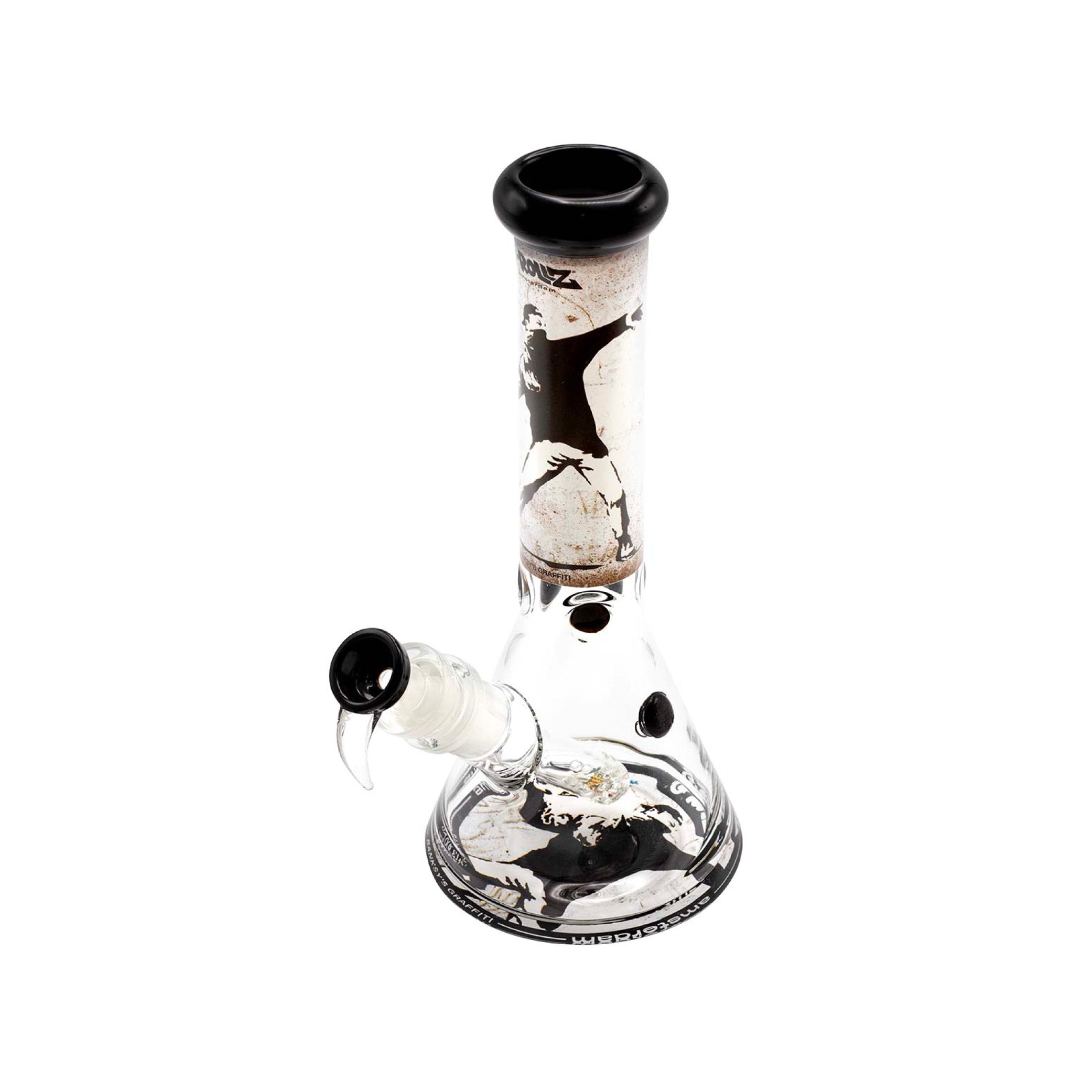 SKLENĚNÝ BONG BANKSY'S GRAFFITI FLOWER THROWER 35 CM