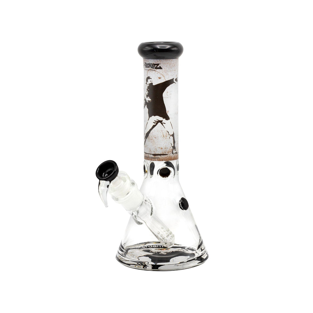SKLENĚNÝ BONG BANKSY'S GRAFFITI FLOWER THROWER 35 CM